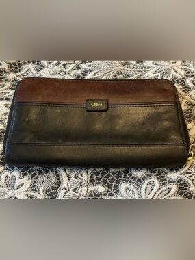 Chloé Black and Brown Leather Longline Wallet